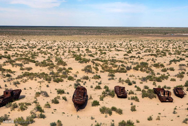 Ships graveyard inside desert