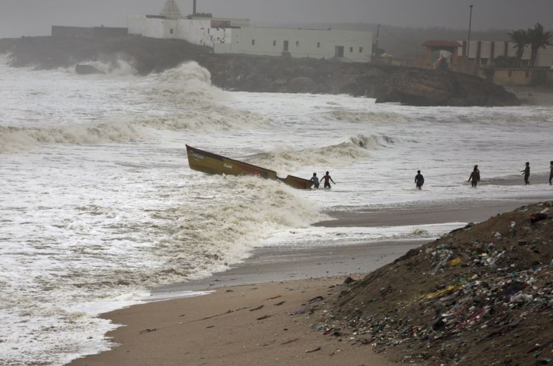 Cyclone batters fishing hub but veers away from Indian coast