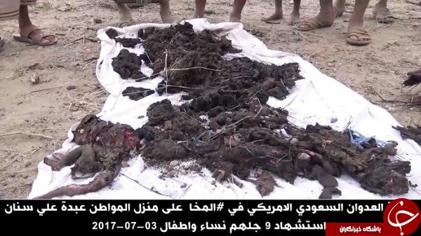 جنگنده‌های عربستان یک خانواده یمنی را قتل‌عام کردند/جمع‌آوری اجساد تکه‌تکه‌شده قربانیان با گونی +فیلم(20+)