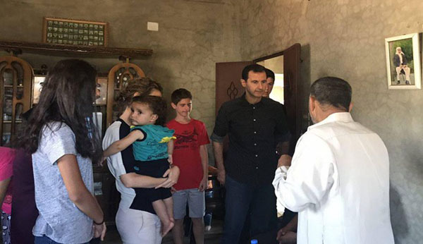 بشار اسد با خودروی شخصی به دیدار مجروحان سوری رفت +فیلم