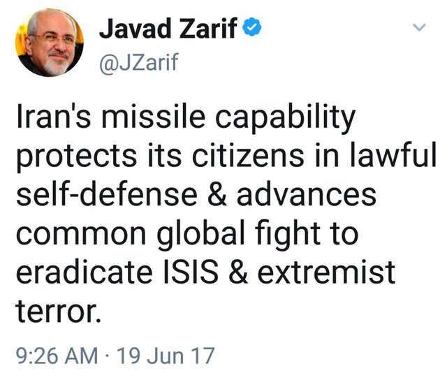 Zarif: Iran missile power protects civilians