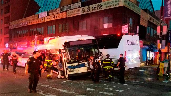 3 die as buses collide at New York City intersection