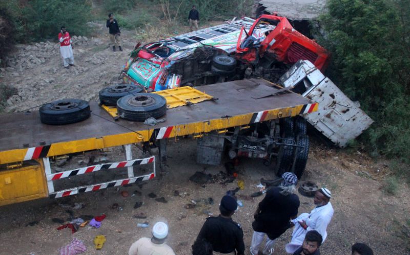 Truck hits bus carrying wedding party, killing 15 Pakistanis