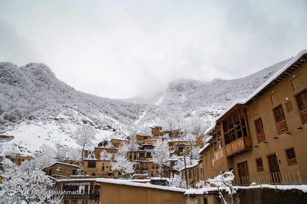 Iran’s historic city of Masuleh in white winter clothing