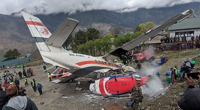 2 killed, 3 injured in aircraft collision in Nepal's Lukla airport