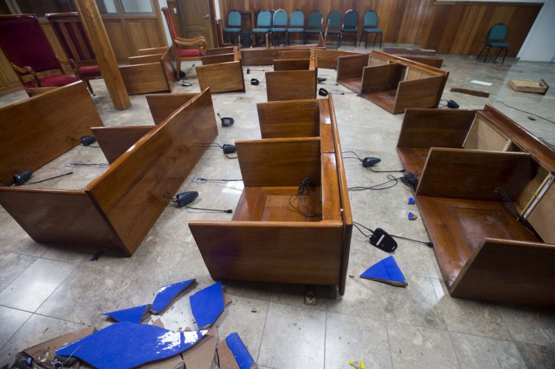 Opposition senators in Haiti trash Parliament office