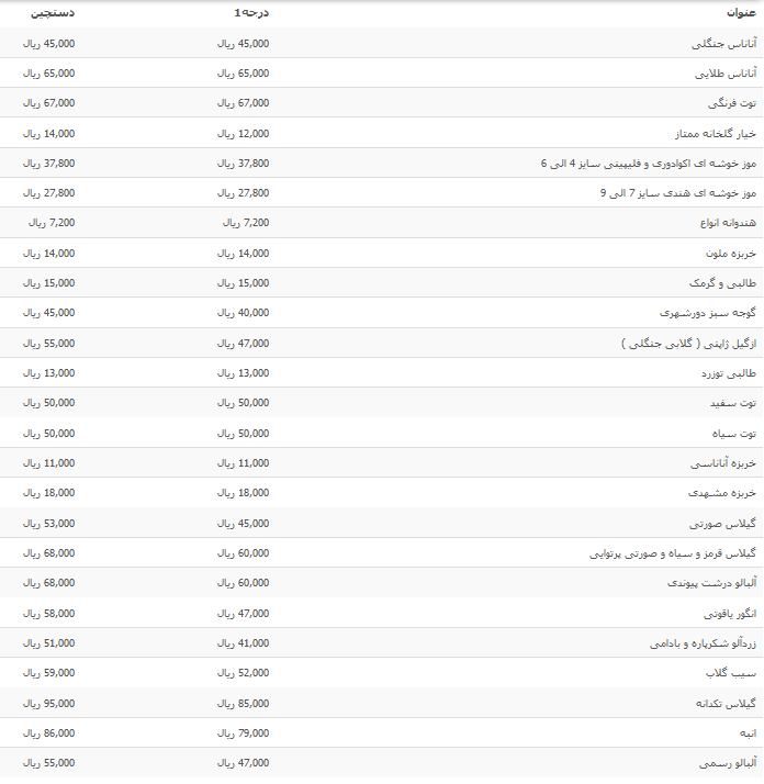 قیمت انواع میوه درجه یک در بازار
